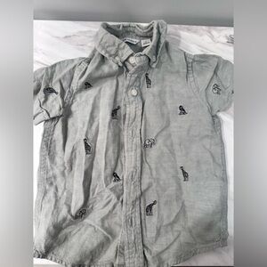 Janie and Jack Short Sleeve Shirt with Safari Animal Embroidery